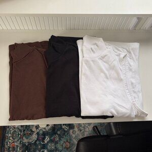 GAP Sleeveless Modern Mock Neck Tank Top- Bundle of Three (Black, Brown, White)